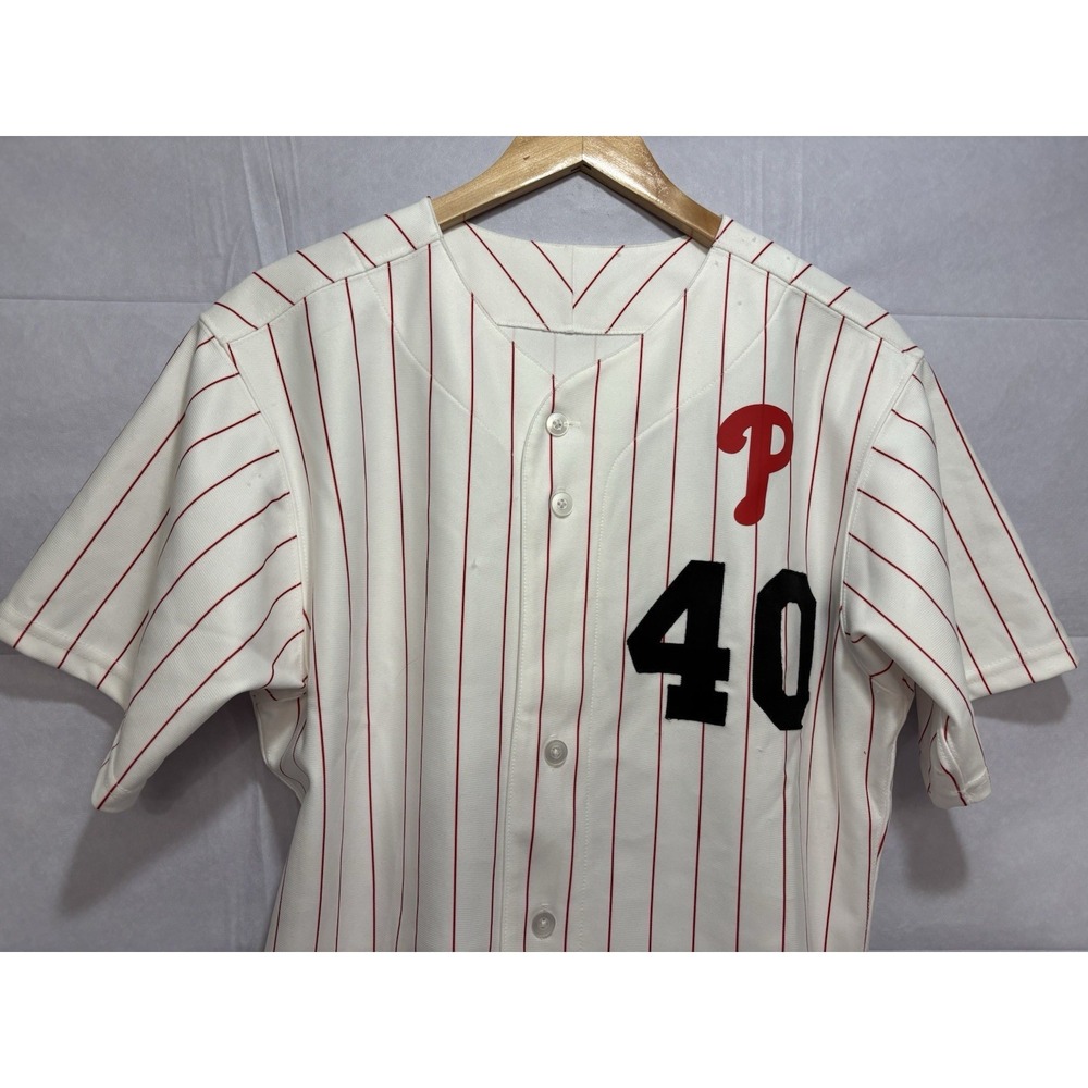 Philadelphia Phillies Jersey White Pinstripes Majestic Men's‎ 40 Quality Vintage